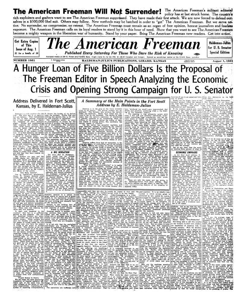 The American Freeman, Number 1861, August 1, 1931